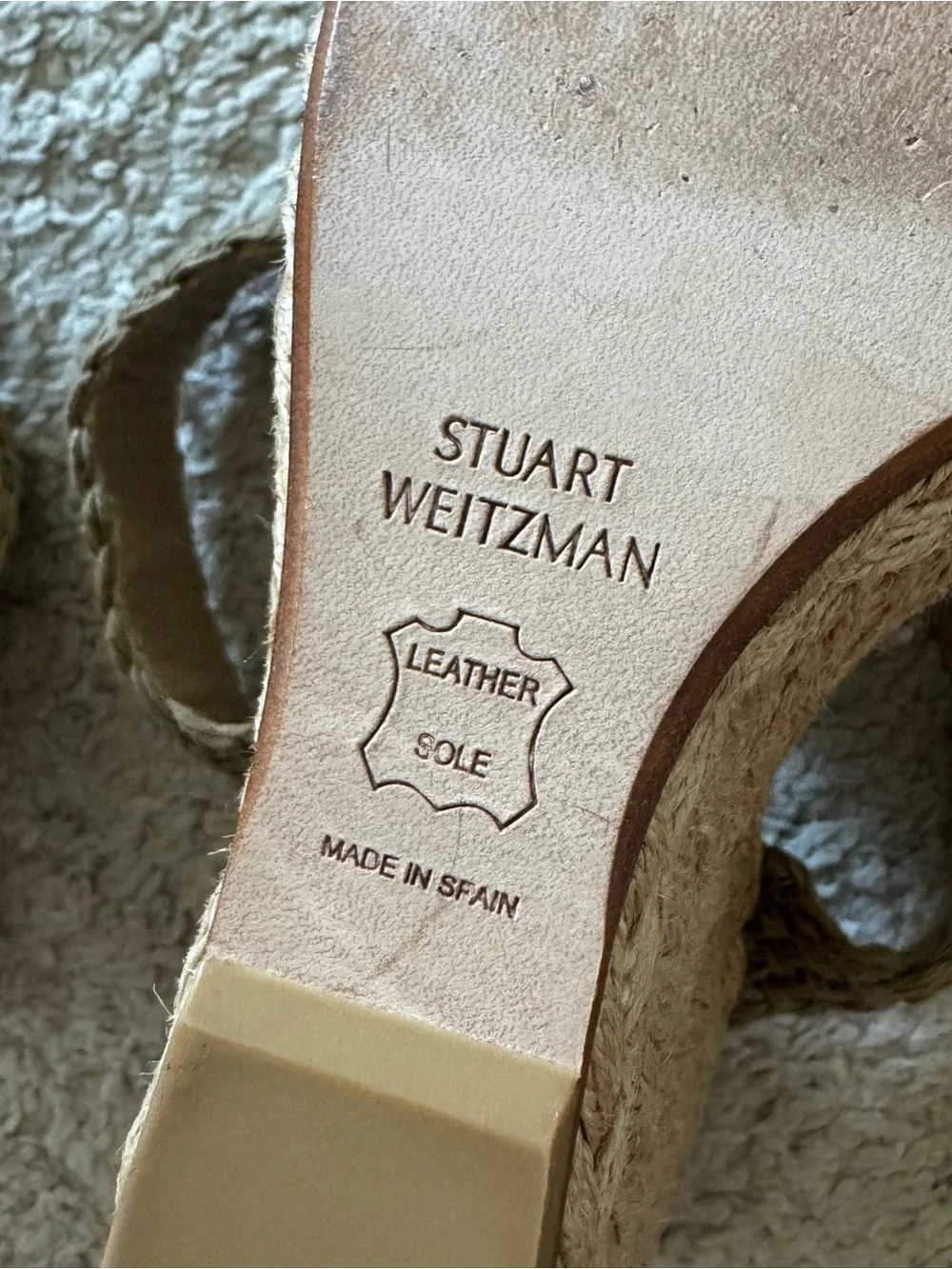 Stuart Weitzman Alex Crochet Espadrille Wedge Sandals Swamp Camel Size 8